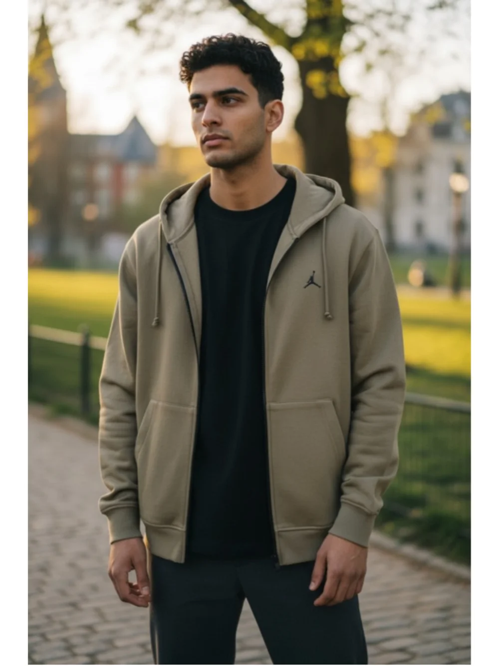 Men's Jordan Olive Dri-FIT Sport Hoop Fleece Full-Zip Hoodie Size M